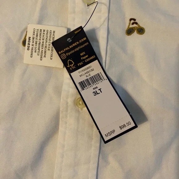 Ralph Lauren Mens NWT 3xl Short Sleeved Shirt With Stylized Embroidery - Picture 2 of 6